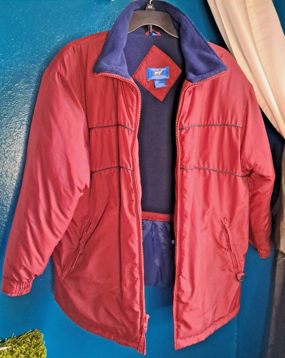 Men's Large Maroon Insulated Coat Parka Habands Polar Man Arctic - Picture 4 of 11